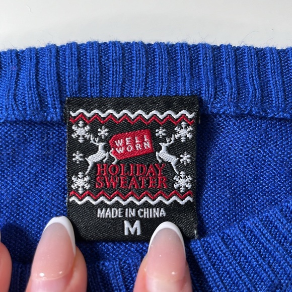 Blue Chillin with my snowmies snowman holiday ugly christmas sweater size M - Picture 8 of 9